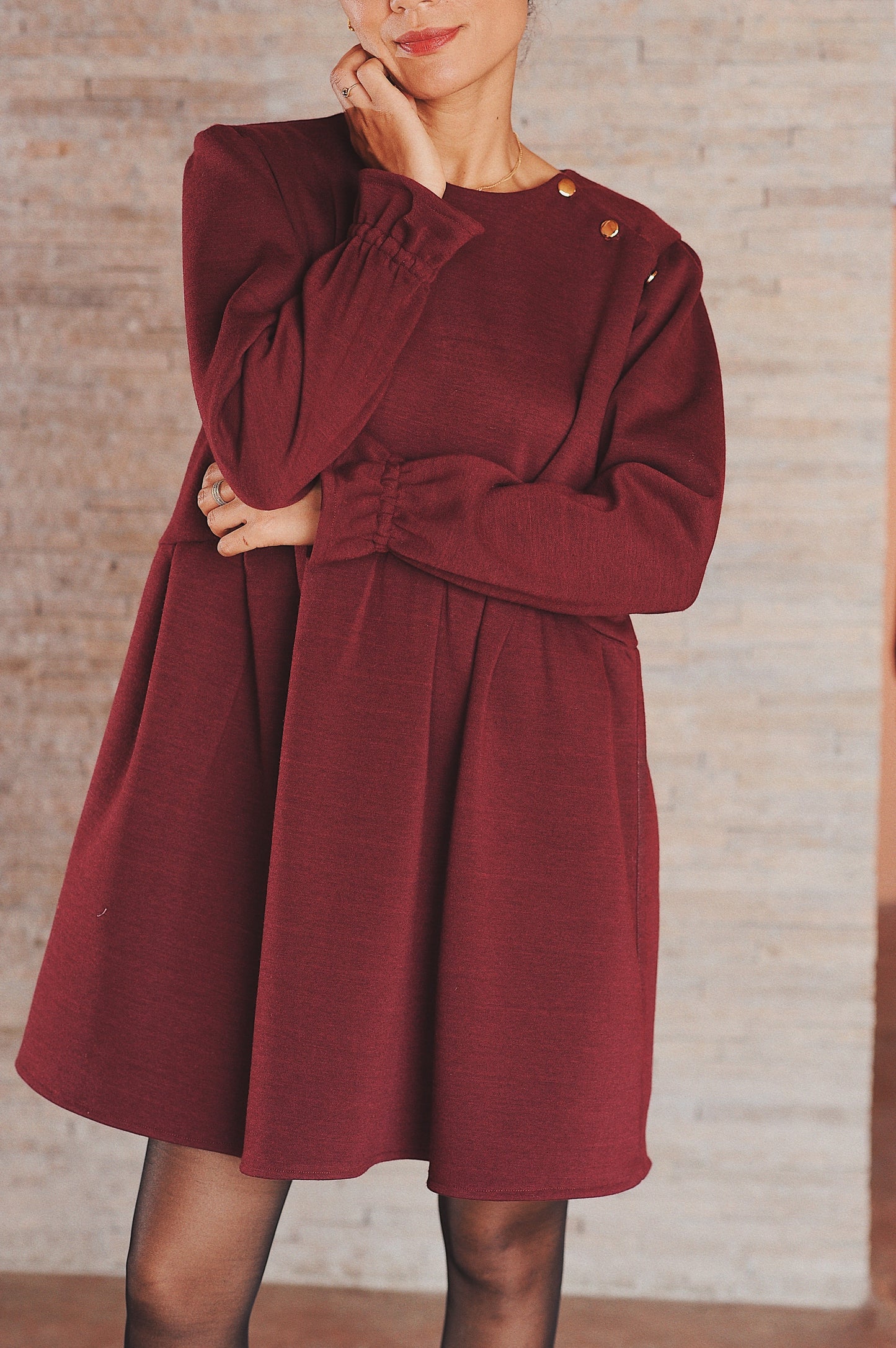 Robe Kalin en laine grenat