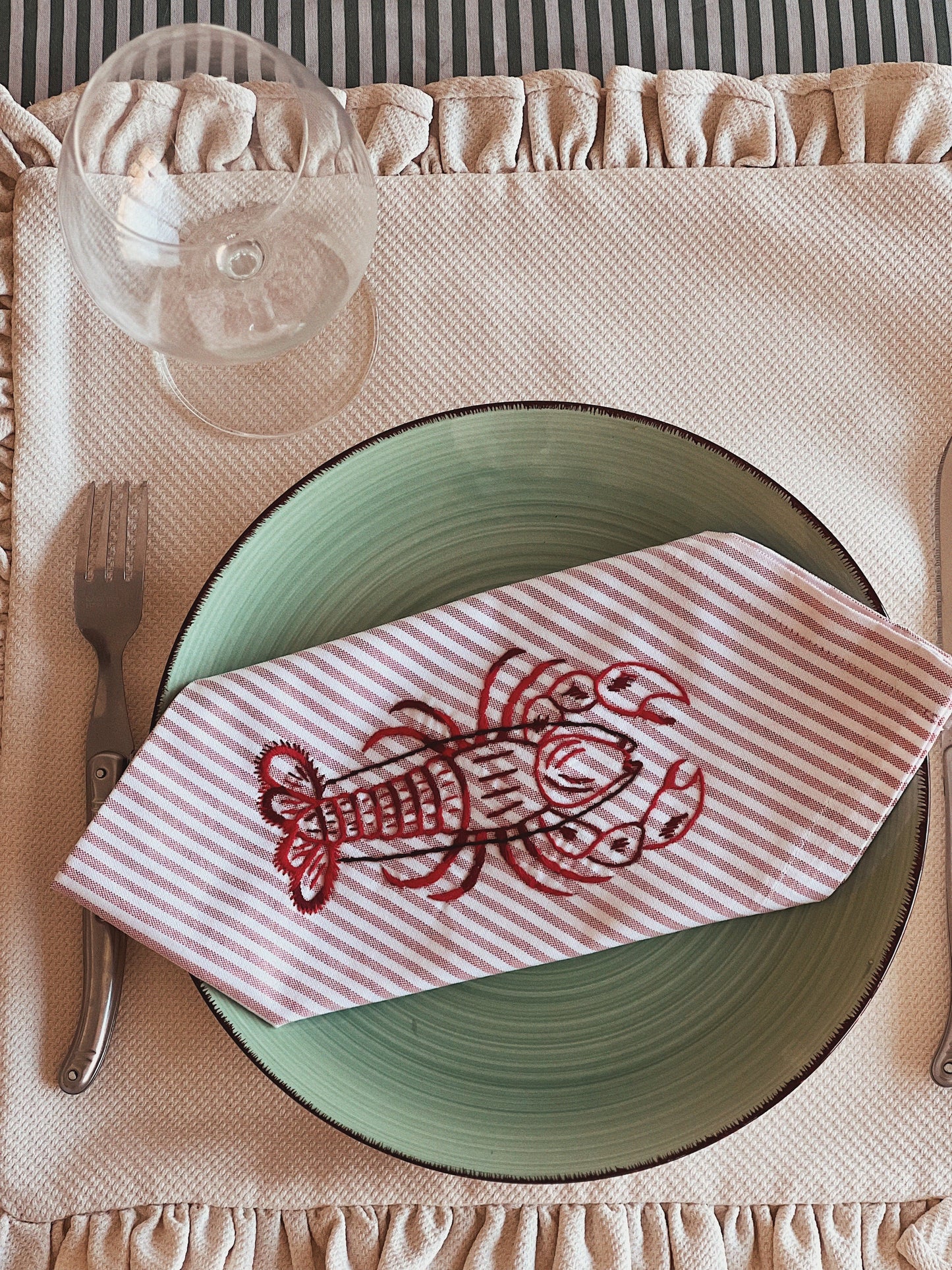 Serviette de table crustacé